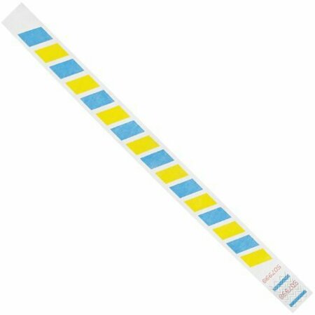 BSC PREFERRED 3/4 x 10'' Blue/Yellow Stripes Tyvek Wristbands, 500PK S-15232
